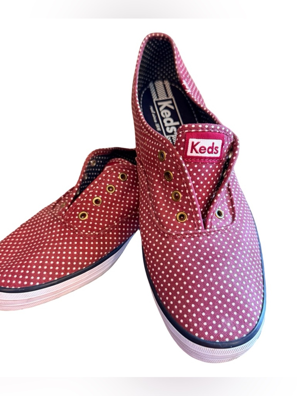 Keds Champion Red Polka Dot Slip-On Sneakers Women’s Size 9 Canvas
